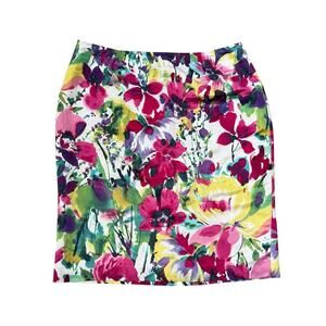 Jones New York Floral Silk Blend Pencil Skirt Size 12 Tailored Career Work